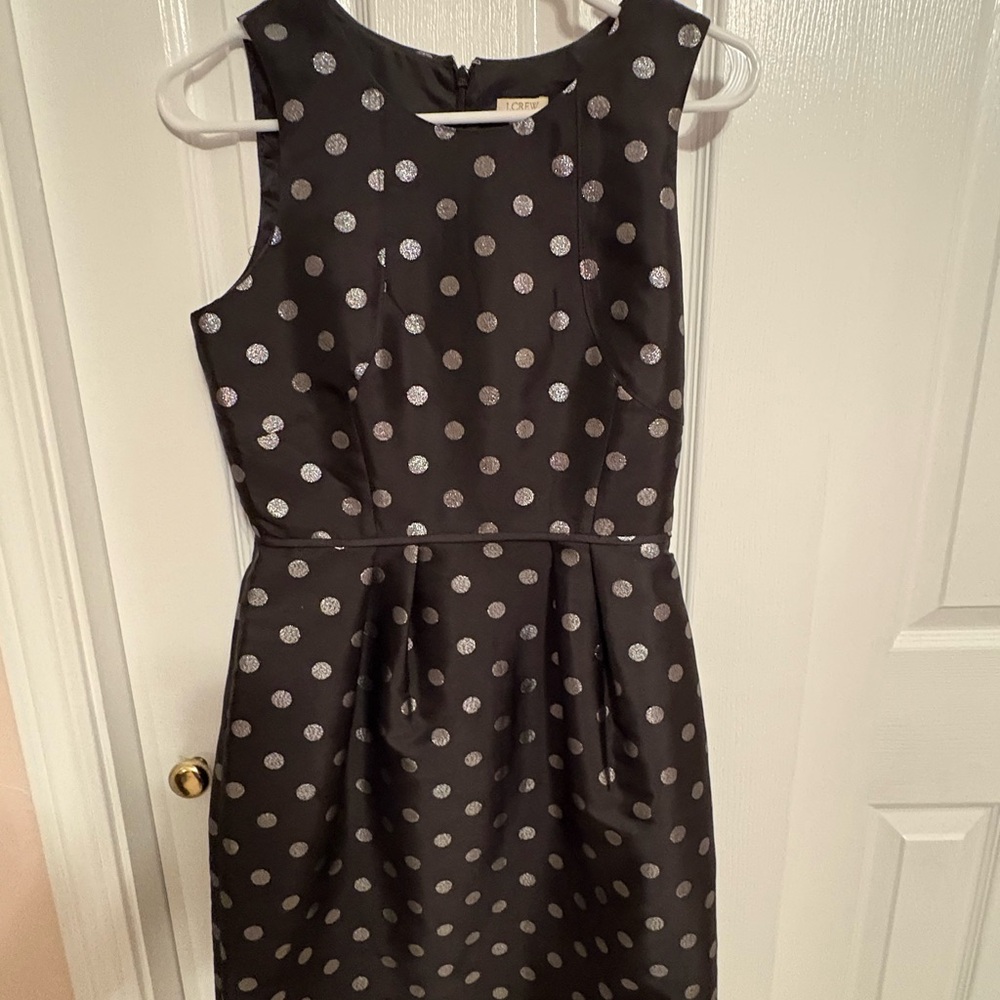J. Crew Black and Silver Polka Dot Dress